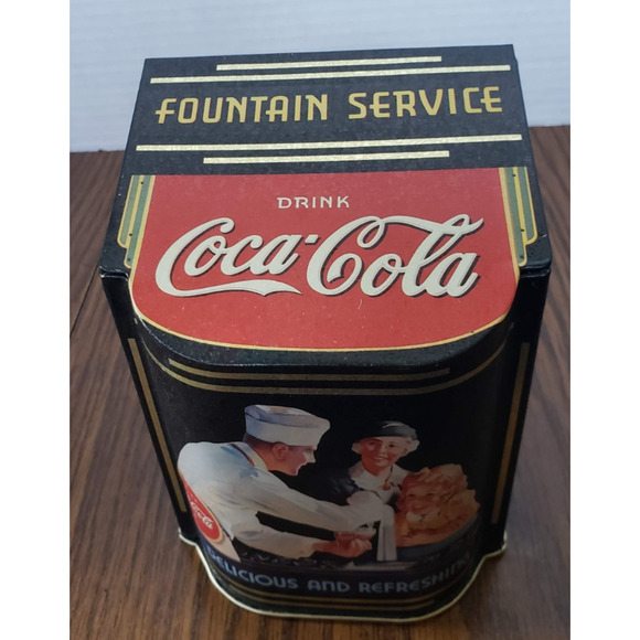 1995 Vintage Coca-Cola Soda Jerk Black and Red Hinged Tin - Picture 5 of 8